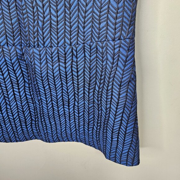 Alice + Olivia Liv Herringbone Jacquard Drop-Waist Dress Blue Black Size 8 Party - Picture 5 of 12